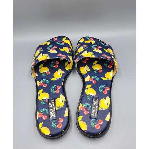 NIB Michael Kors Deanna Sequined Fruit Print Slide Sandal Navy Multi Size 7M - Picture 14 of 16
